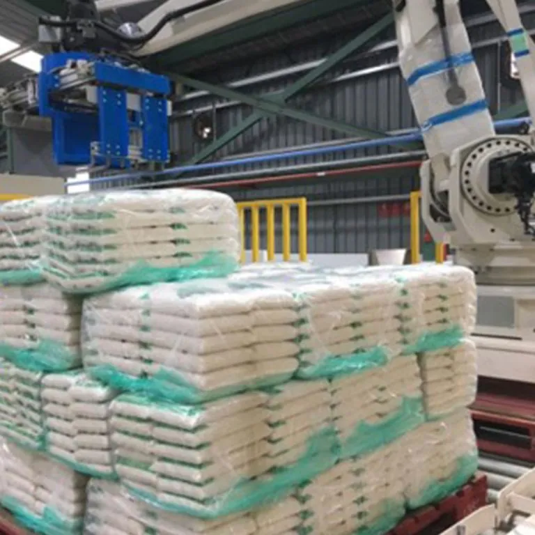 Bag palletizing line with stacked sacks