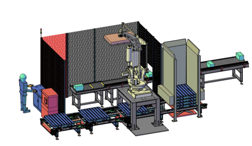 3D layout of a robotic palletizing cell
