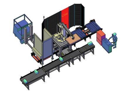 3D design of a robotic case packing cell