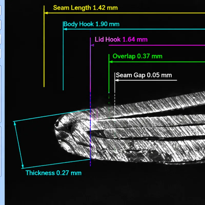 Double seam inspection and seam profile analysis