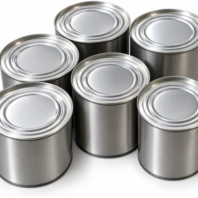 Sealed metal cans with double-seamed lids