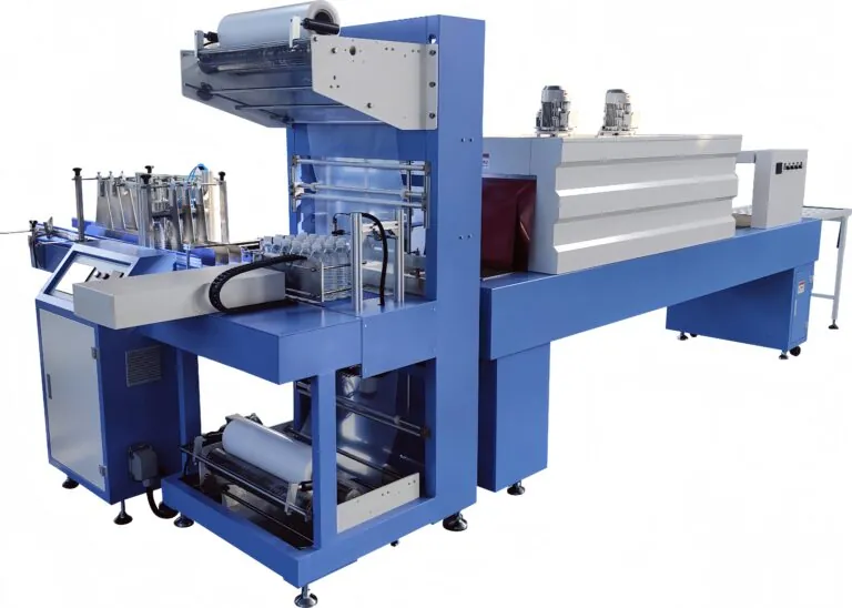 Automatic shrink wrapping machine with film sealing and shrink tunnel