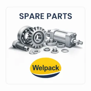 Welpack spare parts graphic with bearings, gears and a pneumatic cylinder